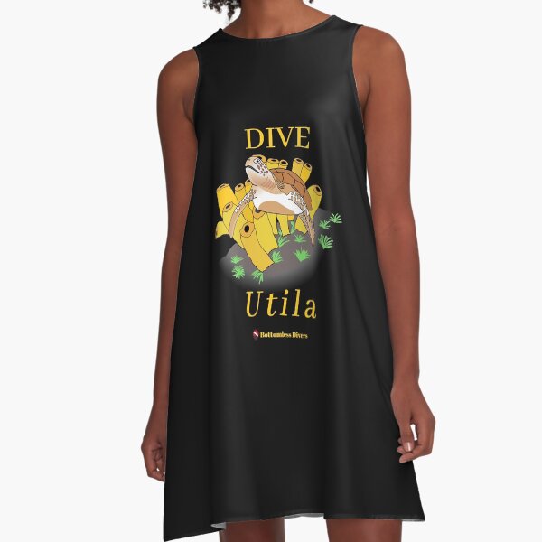 Item preview, Dive Utila Turtle with Gold Coral and Font designed and sold by BottomlessDiver.