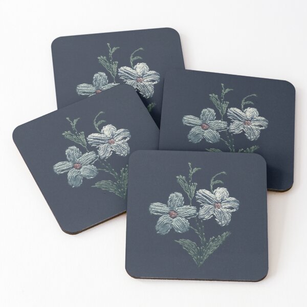 Item preview, Navy flowers, hand embroidered pattern designed and sold by patternme.