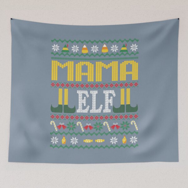 Item preview, Mama Elf Buddy Movie Ugly Christmas Sweater Grey designed and sold by Sunny Collections.