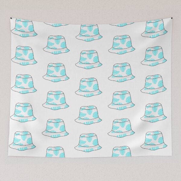 Item preview, Bucket hat with blue tropical leafs designed and sold by felinefeelings.