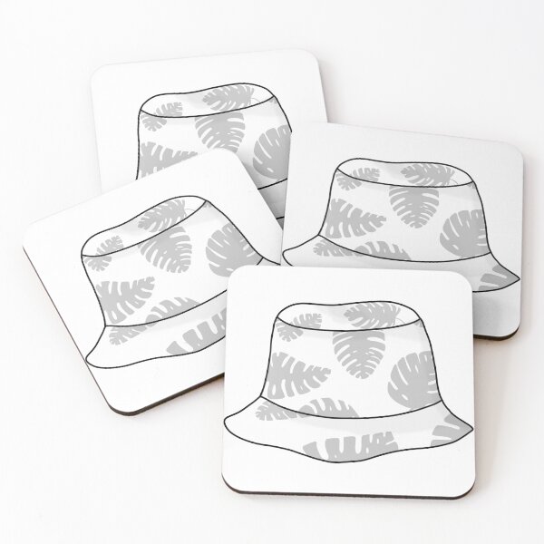 Item preview, Bucket hat with grey tropical leafs designed and sold by felinefeelings.