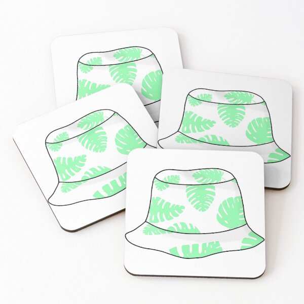 Item preview, Bucket hat with pastel green tropical leafs designed and sold by felinefeelings.