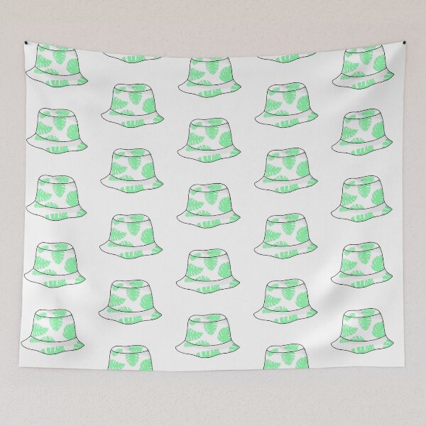 Item preview, Bucket hat with pastel green tropical leafs designed and sold by felinefeelings.