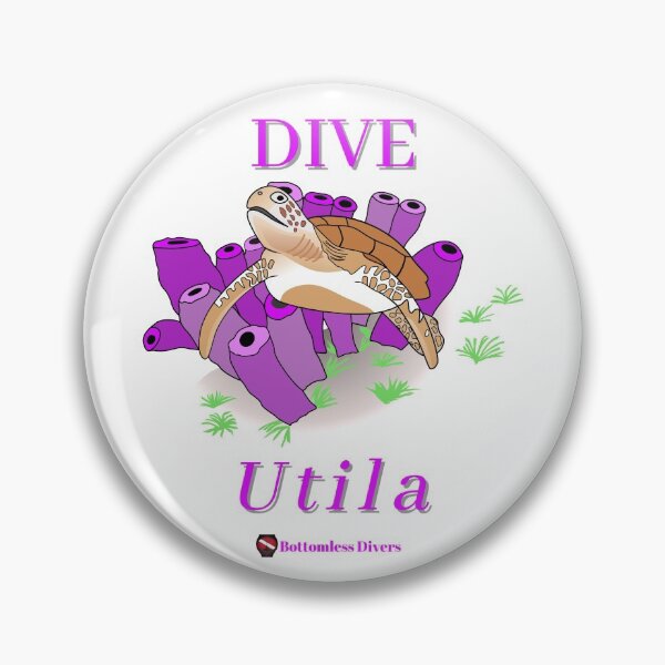 Item preview, Dive Utila Turtle with Purple Coral and Font designed and sold by BottomlessDiver.