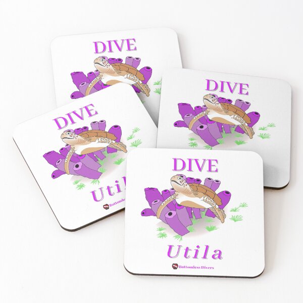 Item preview, Dive Utila Turtle with Purple Coral and Font designed and sold by BottomlessDiver.