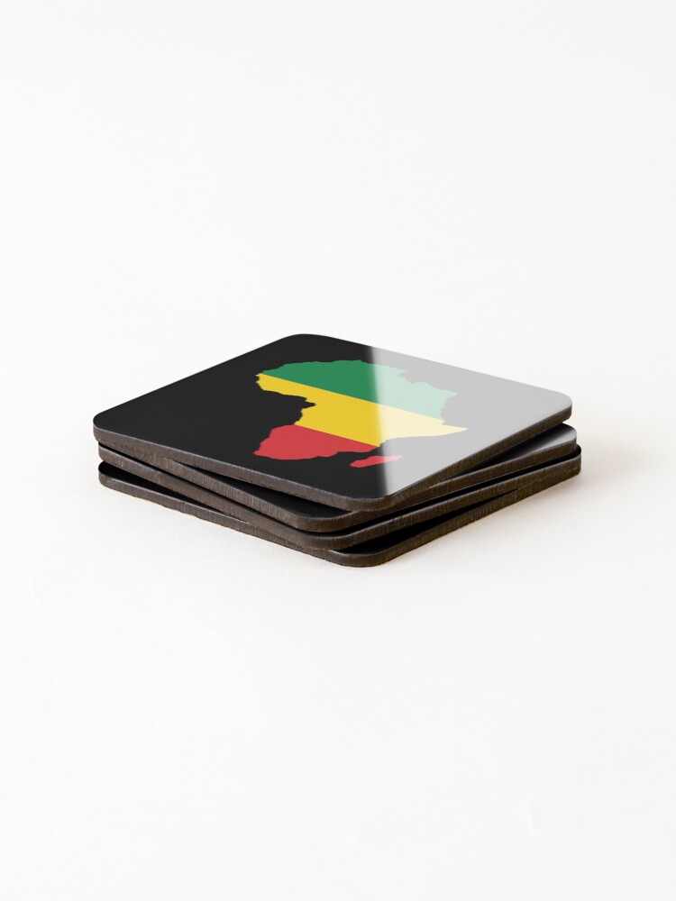 Thumbnail 4 of 5, Coasters (Set of 4), Africa Map Rasta Flag Reggae Rastafarian designed and sold by RastaReggaeLove.