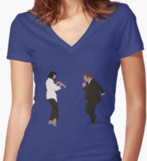 Pulp Fiction dance Women's Fitted V-Neck T-Shirt
