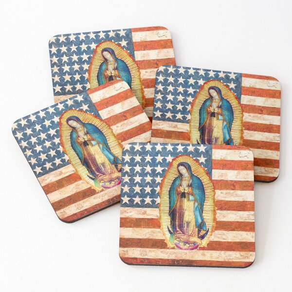Item preview, Our Lady of Guadalupe Mexican Virgin Mary USA United States Flag Mexico Catholic  designed and sold by hispanicworld.
