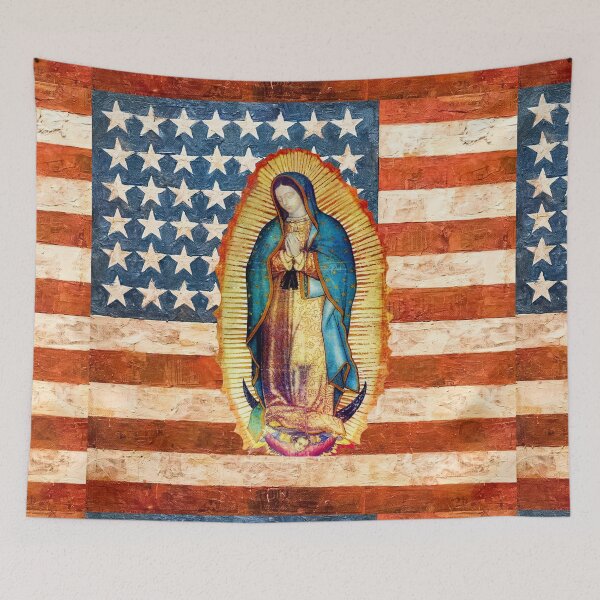 Item preview, Our Lady of Guadalupe Mexican Virgin Mary USA United States Flag Mexico Catholic  designed and sold by hispanicworld.