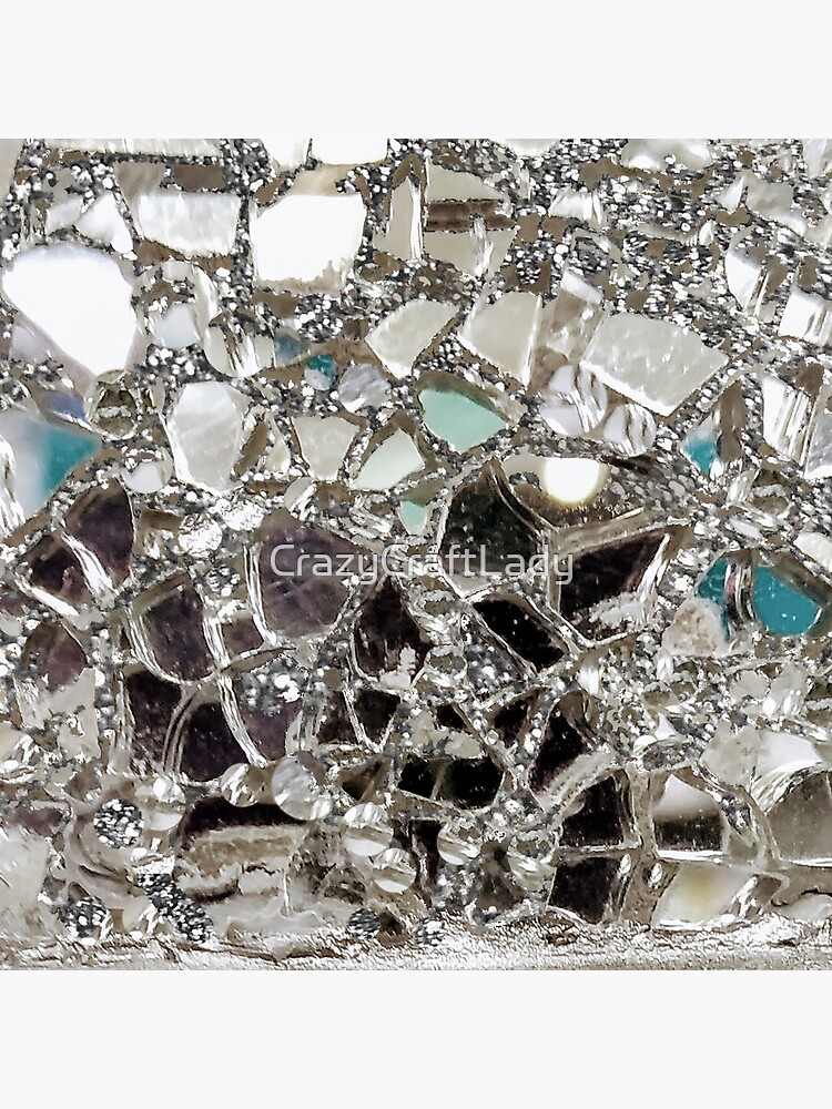 An Image of An Explosion of Sparkly Silver Glitter, Glass and Mirror by CrazyCraftLady