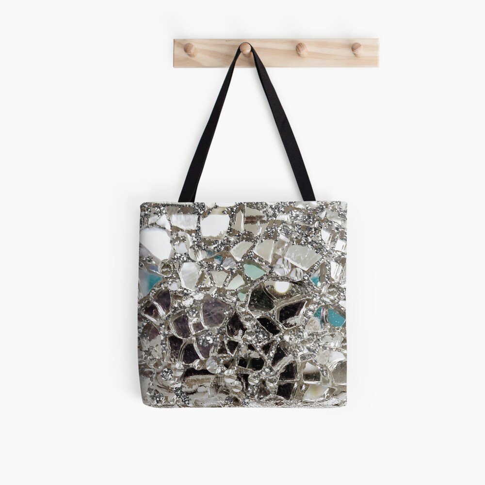 Silver mirror-effect shopper bag