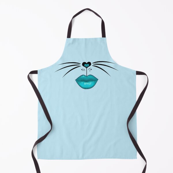 Item preview, Cat Face Lips Whiskers Kitten in Pastel Turquoise designed and sold by GlamourChick.