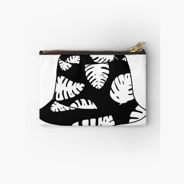 Item preview, Bucket hat with black and white tropical leafs designed and sold by felinefeelings.