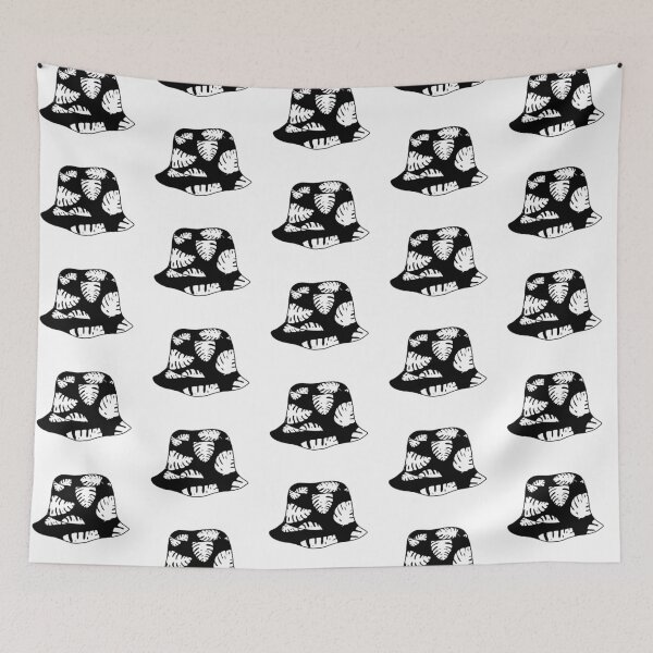 Item preview, Bucket hat with black and white tropical leafs designed and sold by felinefeelings.