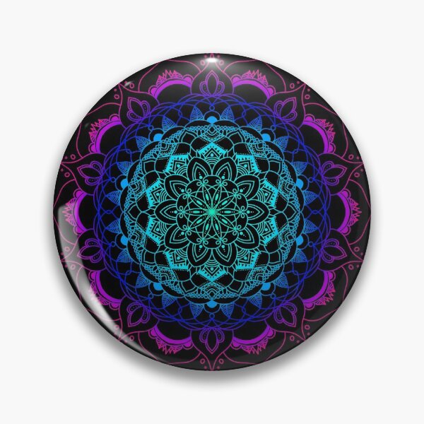 Item preview, Vibrant floral pink to blue ombre mandala designed and sold by felinefeelings.