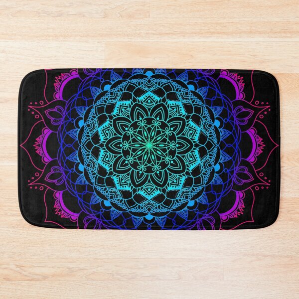Item preview, Vibrant floral pink to blue ombre mandala designed and sold by felinefeelings.