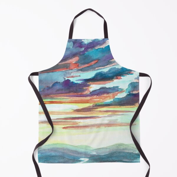 Item preview, Watercolor of Aerial View Sunset over River and Mountains designed and sold by Willowdarcy.