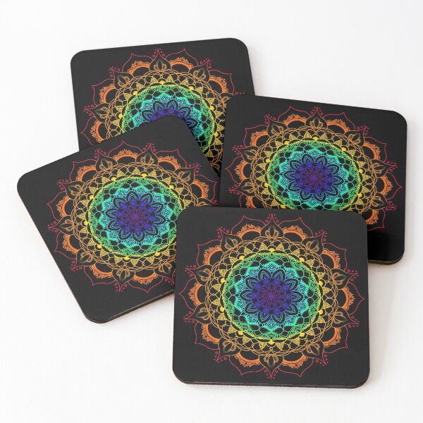 Item preview, Vibrant floral rainbow ombre mandala designed and sold by felinefeelings.