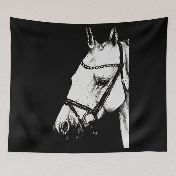 Item preview, Grey horse portrait charcoal drawing designed and sold by horseaddicted.