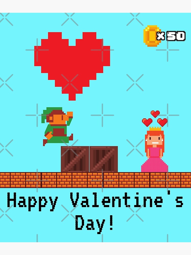 "Happy Valentine's Day Video Game with Princess" Poster for Sale by
