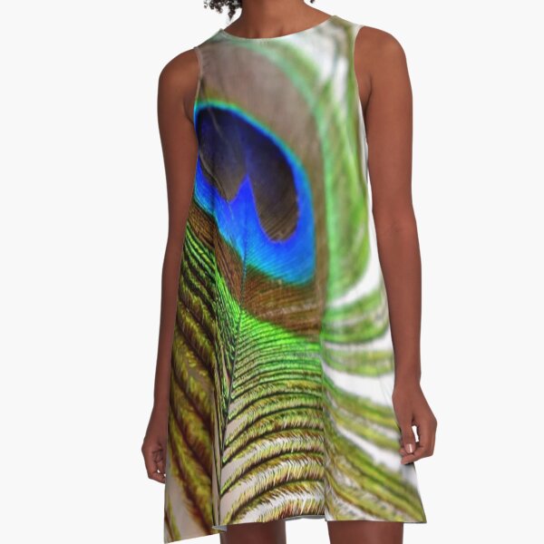Peacock Feathers Bird Lover Gift A-Line Dress