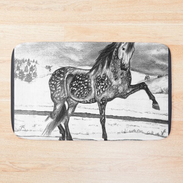 Item preview, dapple grey Spanish horse portrait drawing designed and sold by horseaddicted.
