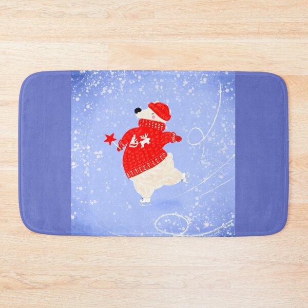 Item preview, Polar bear on ice skates Christmas art designed and sold by orangerinka.