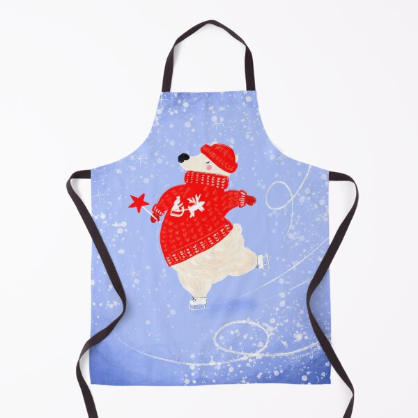 Item preview, Polar bear on ice skates Christmas art designed and sold by orangerinka.