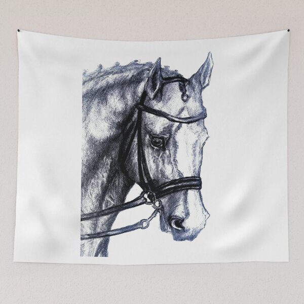 Item preview, Dressage horse portrait drawing designed and sold by horseaddicted.