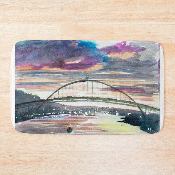 Item preview, Fremont Bridge Over the Willamette River at Sunset Watercolor designed and sold by Willowdarcy.
