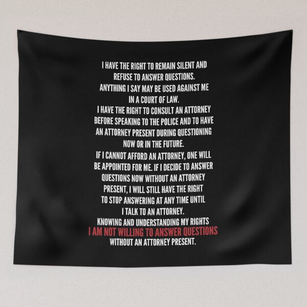 Item preview, Right to remain silent. Miranda warning. Protect yourself if arrested. designed and sold by Gold Wings Tees.