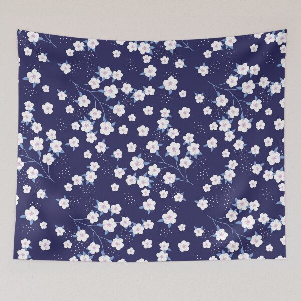 Item preview, Sweet summer blossoms dark blue designed and sold by Katbydesign.