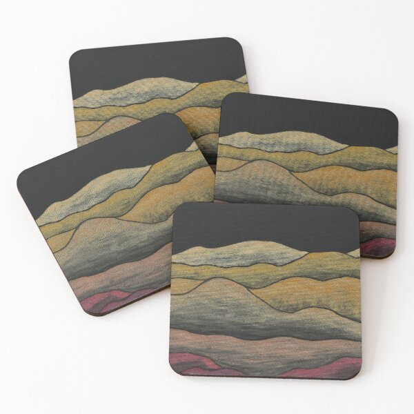 Item preview, Abstract watercolor in gold and red tones - Hilly landscape designed and sold by nabeArtist.