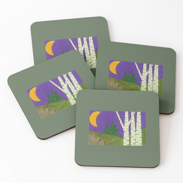 Item preview, THREE BIRCH TREES AND A CRESCENT MOON DRAWING designed and sold by Artter20.