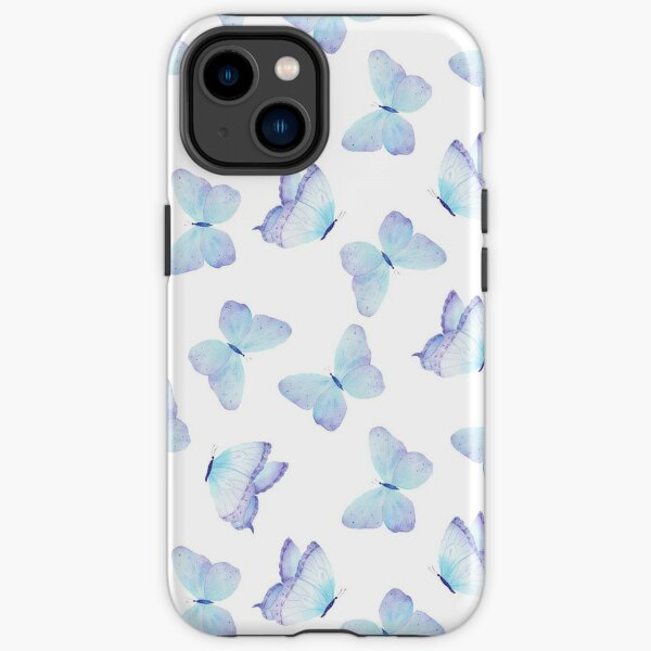 Papillon peint à la main aquarelle lilas bleu aqua Coque antichoc iPhone