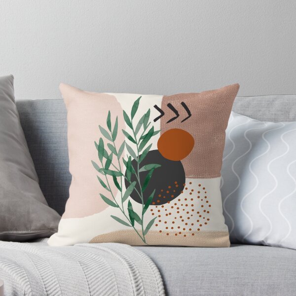 Item preview, Eucalyptus Branch Abstract Watercolor Tropical Boho Minimalist Art with warm earthy tones and pastel colors with solid and soft gradient shapes XI designed and sold by AbstractTrace.