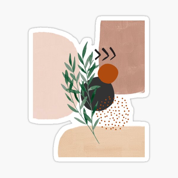 Item preview, Eucalyptus Branch Abstract Watercolor Tropical Boho Minimalist Art with warm earthy tones and pastel colors with solid and soft gradient shapes XI designed and sold by AbstractTrace.