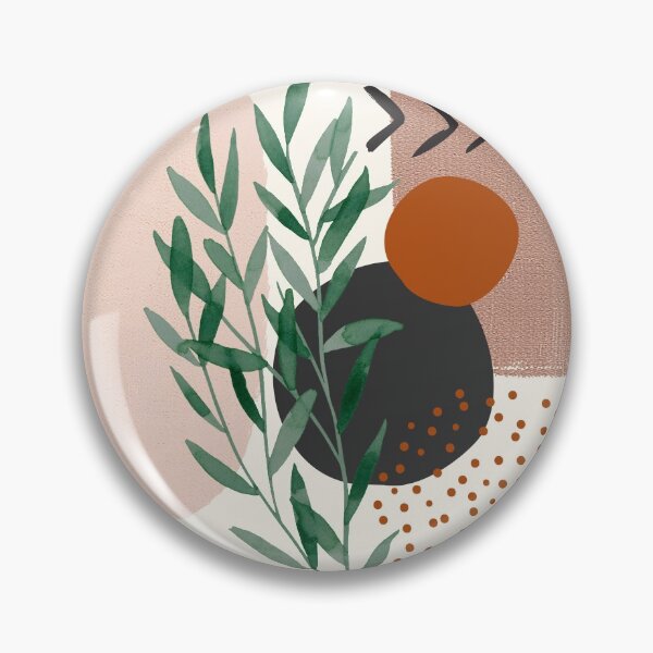 Item preview, Eucalyptus Branch Abstract Watercolor Tropical Boho Minimalist Art with warm earthy tones and pastel colors with solid and soft gradient shapes XI designed and sold by AbstractTrace.
