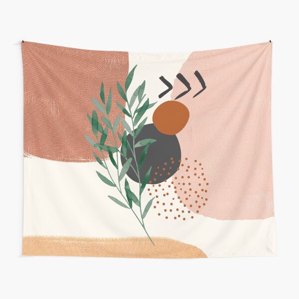 Item preview, Eucalyptus Branch Abstract Watercolor Tropical Boho Minimalist Art with warm earthy tones and pastel colors with solid soft gradient shapes XII designed and sold by AbstractTrace.