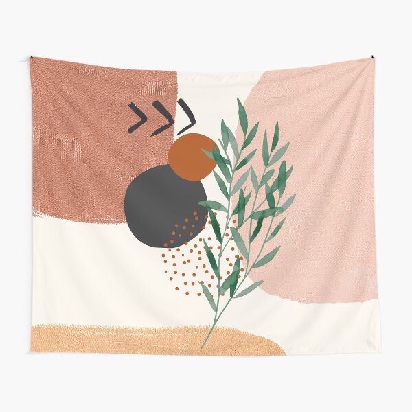 Item preview, Eucalyptus Branch Abstract Watercolor Tropical Boho Minimalist Art with warm earthy tones and pastel colors with solid and soft gradient shapes XII designed and sold by AbstractTrace.