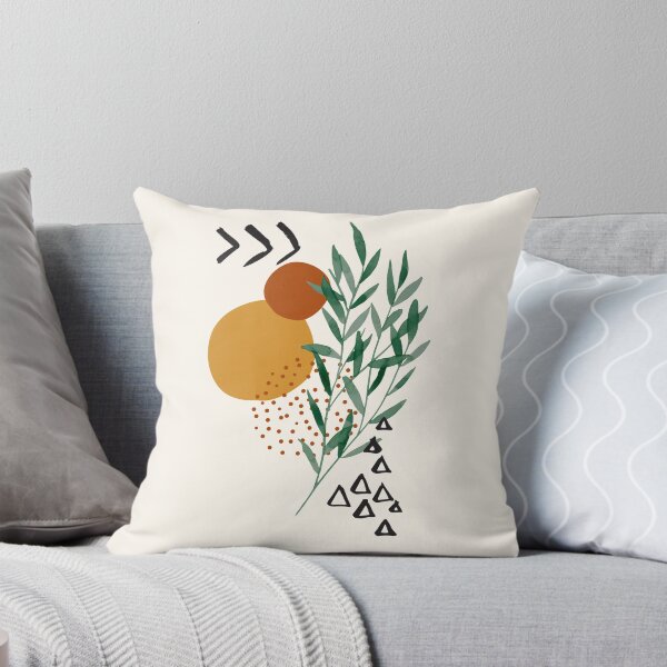 Item preview, Eucalyptus Branch Abstract Watercolor Tropical Boho Minimalist Art with warm earthy tones and pastel colors with solid and soft gradient shapes XIII designed and sold by AbstractTrace.