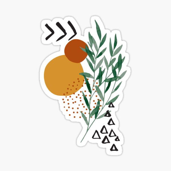 Item preview, Eucalyptus Branch Abstract Watercolor Tropical Boho Minimalist Art with warm earthy tones and pastel colors with solid and soft gradient shapes XIII designed and sold by AbstractTrace.
