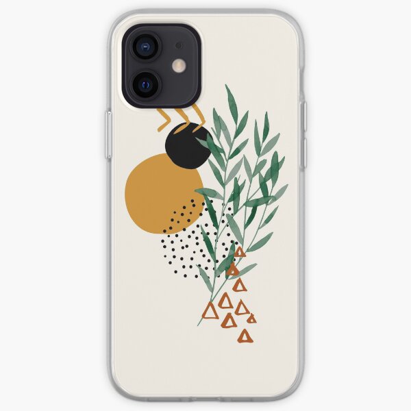Eucalyptus Branch Abstract Watercolor Tropical Boho Minimalist Art with warm earthy tones and pastel colors with solid and soft gradient shapes XIV iPhone Soft Case