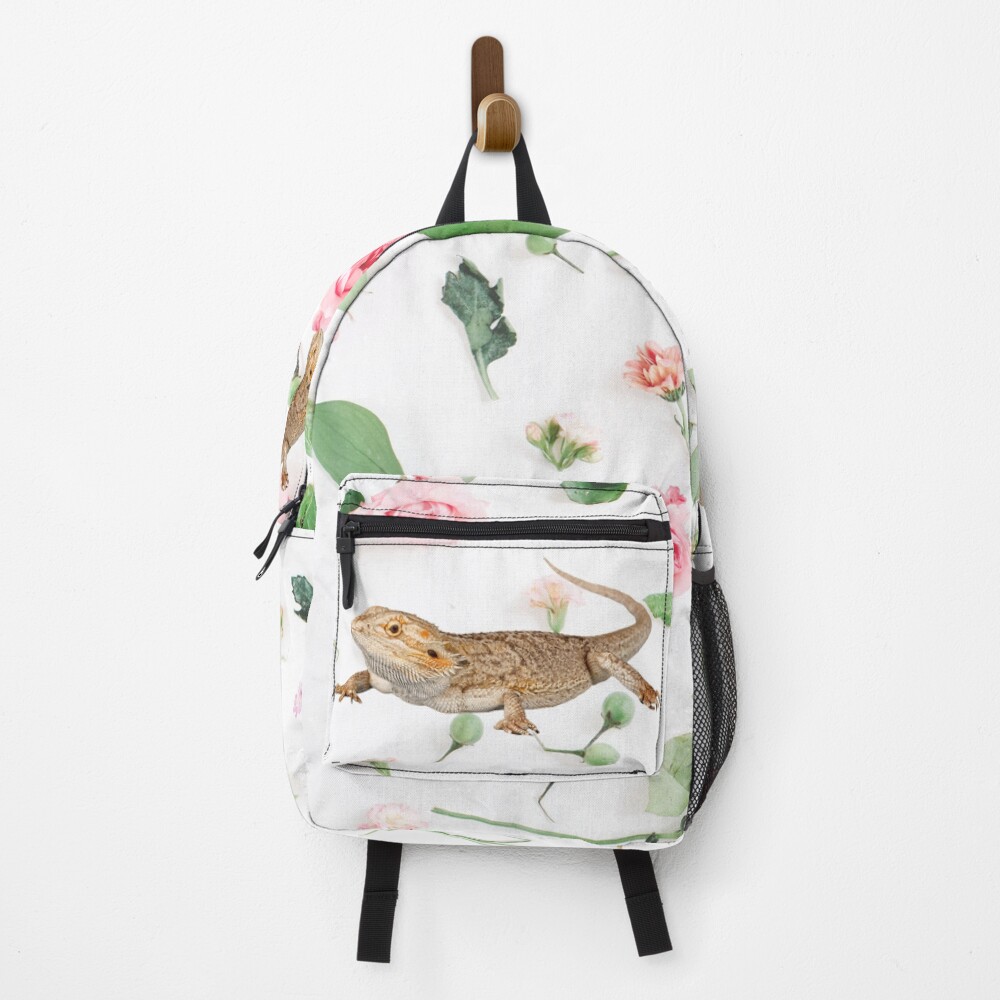Bearded Dragon On A Carnation Background Backpack