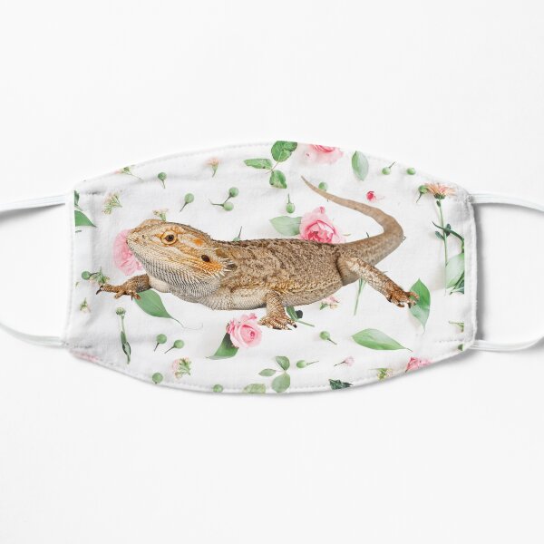 Bearded Dragon On A Carnation Background Flat Mask