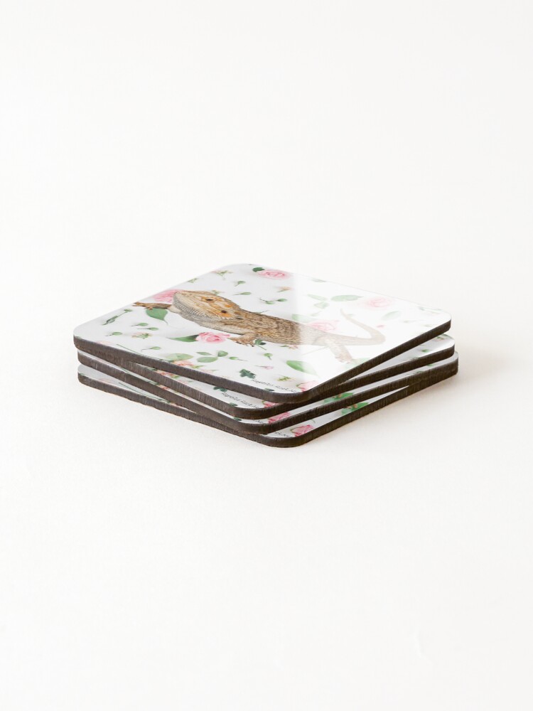 Alternate view of Bearded Dragon On A Carnation Background Coasters (Set of 4)