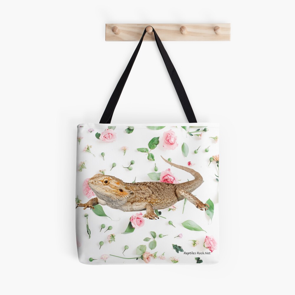 Bearded Dragon On A Carnation Background Tote Bag