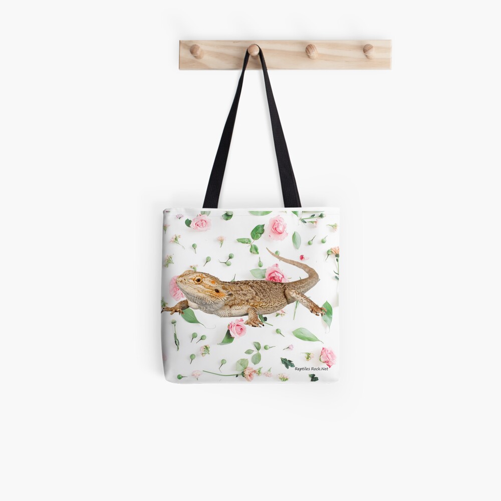 Bearded Dragon On A Carnation Background Tote Bag