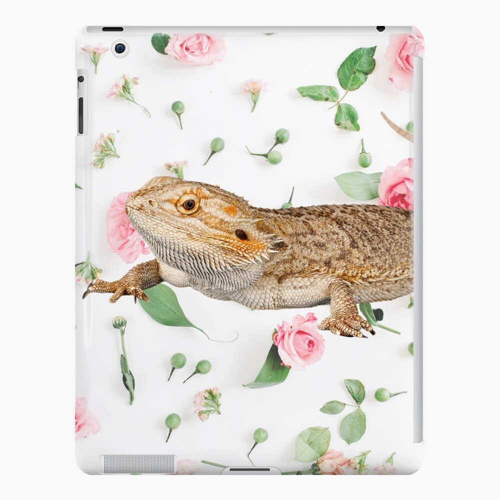 Bearded Dragon On A Carnation Background iPad Case & Skin