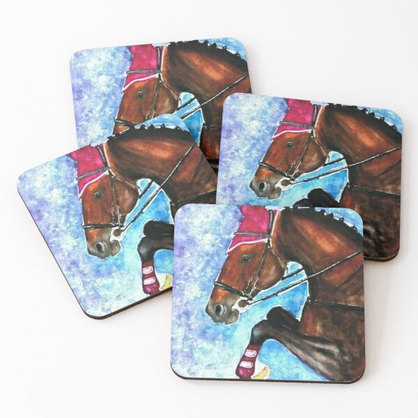 Item preview, Show jumping horse portrait painting designed and sold by horseaddicted.